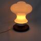 Glass lamp with wooden base, 70s Art Deco vintage space age