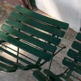 Set of 4 folding garden bistro chairs in wood and iron
