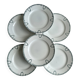6 earthenware dinner plates, green decor, St Amand Nord iron earth.