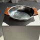 Shallow dish in stainless steel and wood H4 D20