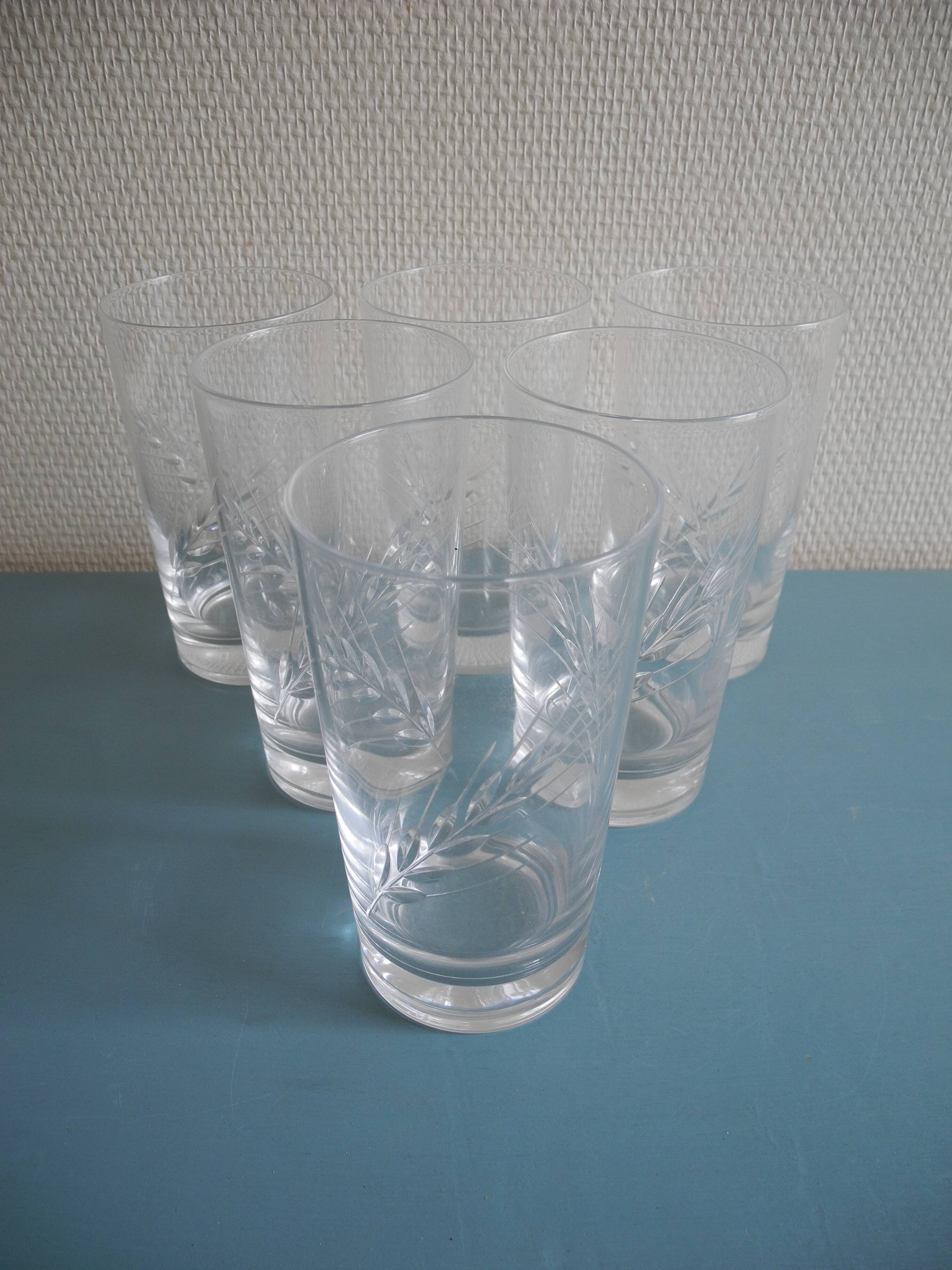 6 verres orangeade cristal d'Arques Fleury vintage french crystal glasses