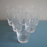 6 verres orangeade cristal d'Arques Fleury vintage french crystal glasses