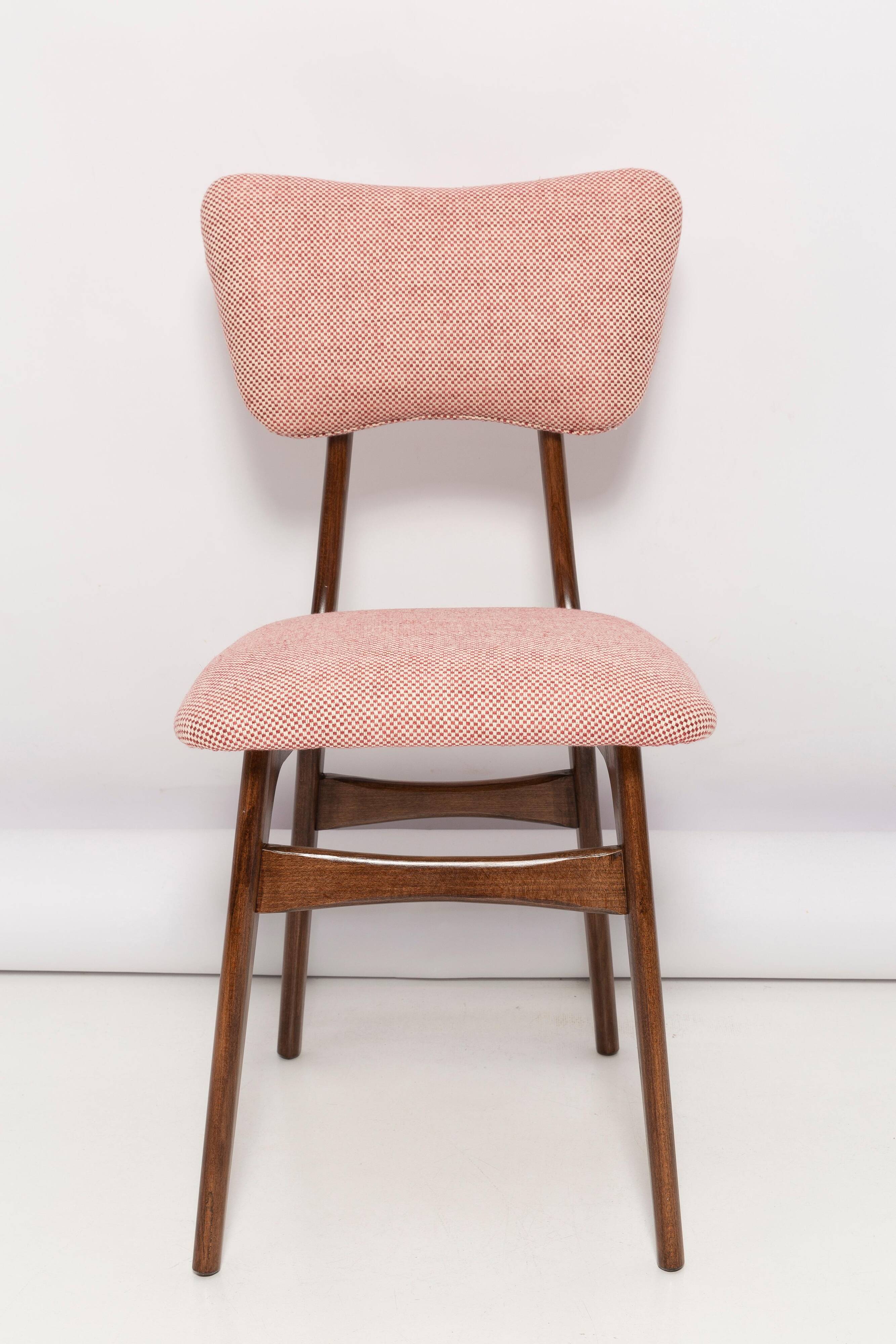 Mid-century butterfly dining chair, peony cotton, Poland, 1960s