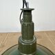 Industrial Green Enamel Military Pendant Lamp with Cast Aluminium Top, 1960