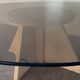 Vintage coffee table in travertine and smoked glass 70s