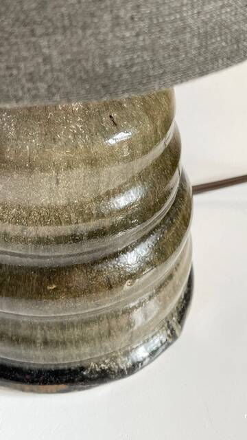 Vintage handmade stoneware geometric lamp