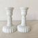 Pair of small white opaline candlesticks