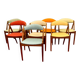 8 Scandinavian design chairs 1960s by Kai Kristiansen in solid teak "