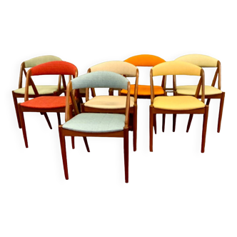 8 Scandinavian design chairs 1960s by Kai Kristiansen in solid teak "