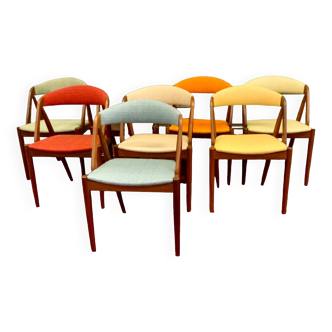 8 chaises design Scandinave années 1960 de Kai Kristiansen en teck massif "