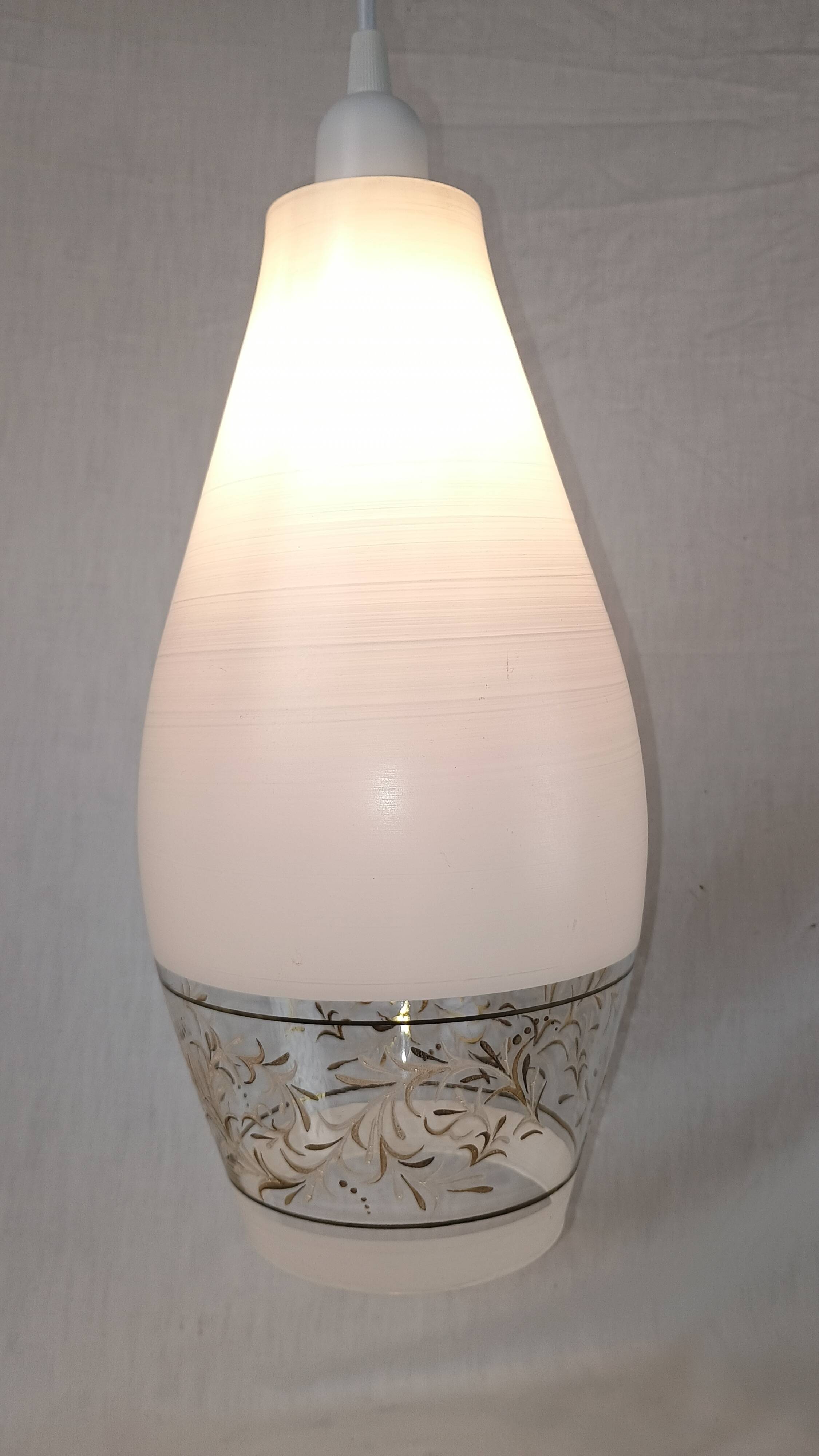 Lunel vintage textured glass pendant light, 1960s French design