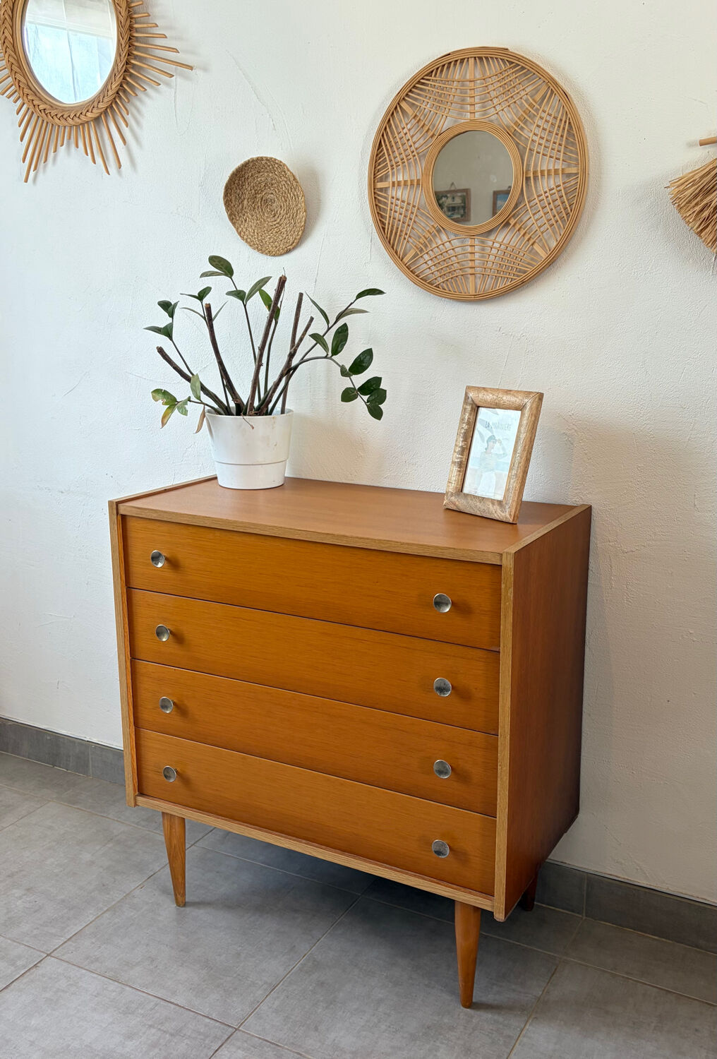 Vintage oak commode from the 1960s.