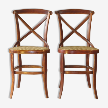 2 Chairs Lattenstuhl N°145 by Kohn around 1904