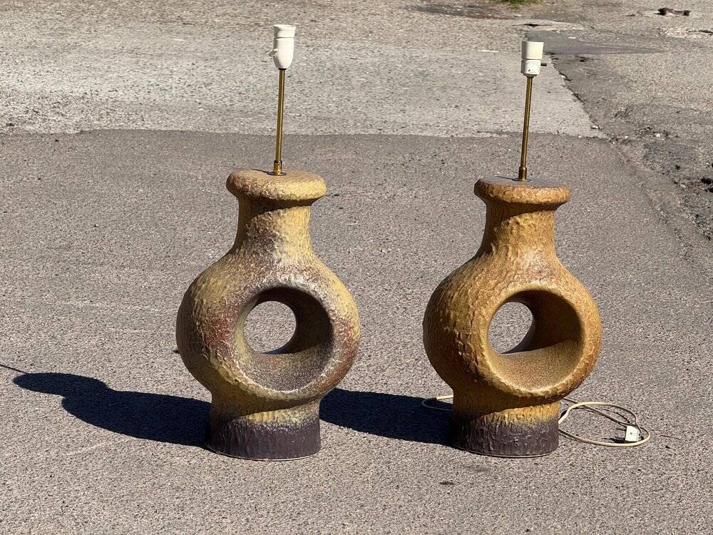 Set of 2 Danish modernist stoneware lamps from the mid-century, 1960s
