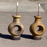 Set of 2 Danish modernist stoneware lamps from the mid-century, 1960s