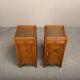 Art Deco Amsterdam School Nightstands oak wood and glass, 1930s Netherlands