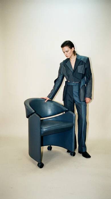 Italian leather armchair on casters by Matteo Grassi, 1990s