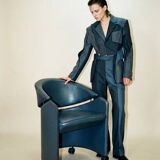 Italian leather armchair on casters by Matteo Grassi, 1990s