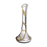Jugendstil 'organic' vase in white glass with amber veins