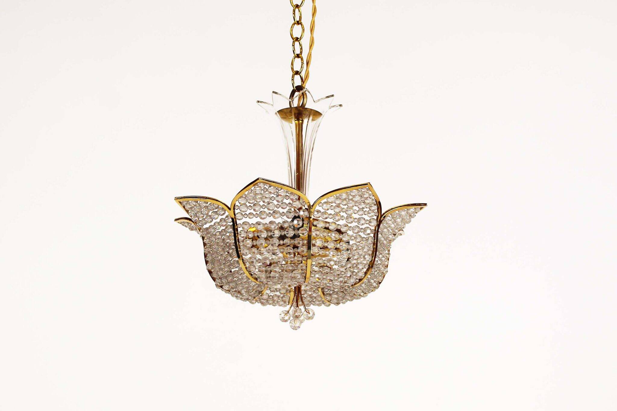 Medium sized crystal glass ‘Tole’ chandelier light by Palwa, Germany 1970’s