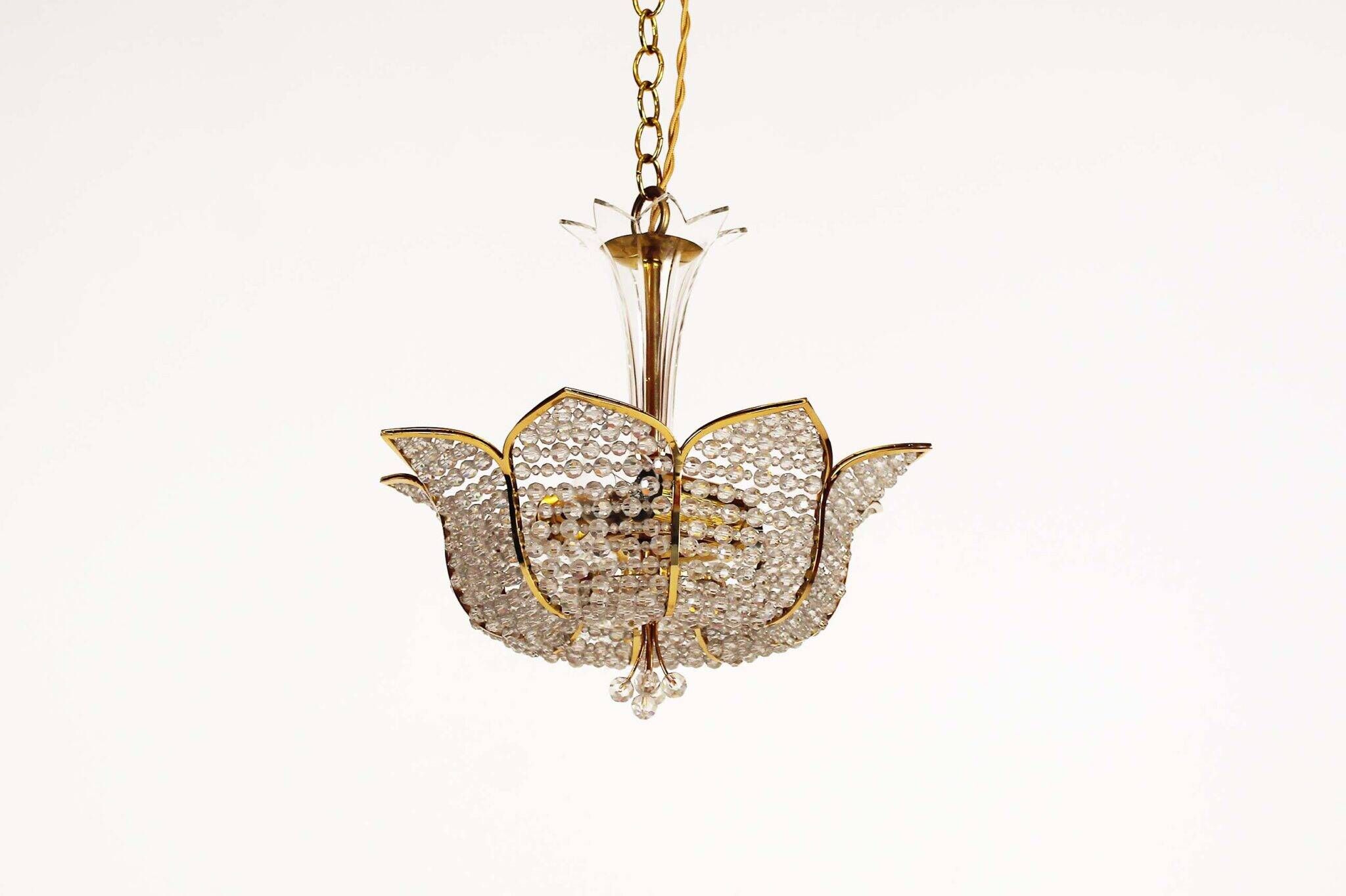 Medium sized crystal glass ‘Tole’ chandelier light by Palwa, Germany 1970’s