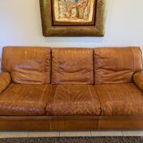 Canapé Vintage 3 places tout cuir, convertible