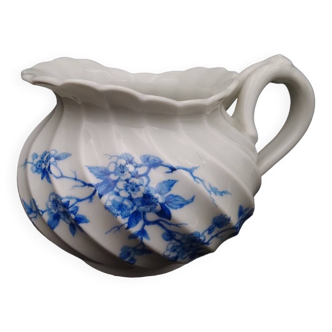 Limoges porcelain creamer late 19th century Haviland Blue cherry Twisted sides