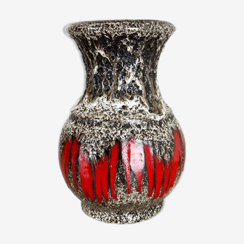 Zig Zag Pottery Fat Lava Vase Made by Scheurich, Germany, 1970s