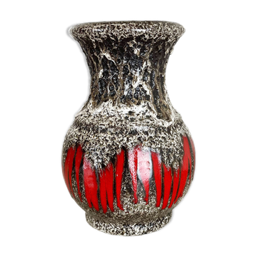 Zig Zag Pottery Fat Lava Vase Made by Scheurich, Germany, 1970s