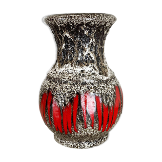 Zig Zag Pottery Fat Lava Vase Made by Scheurich, Germany, 1970s