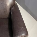 Pair of leather armchairs in French Art Deco style, 1970s