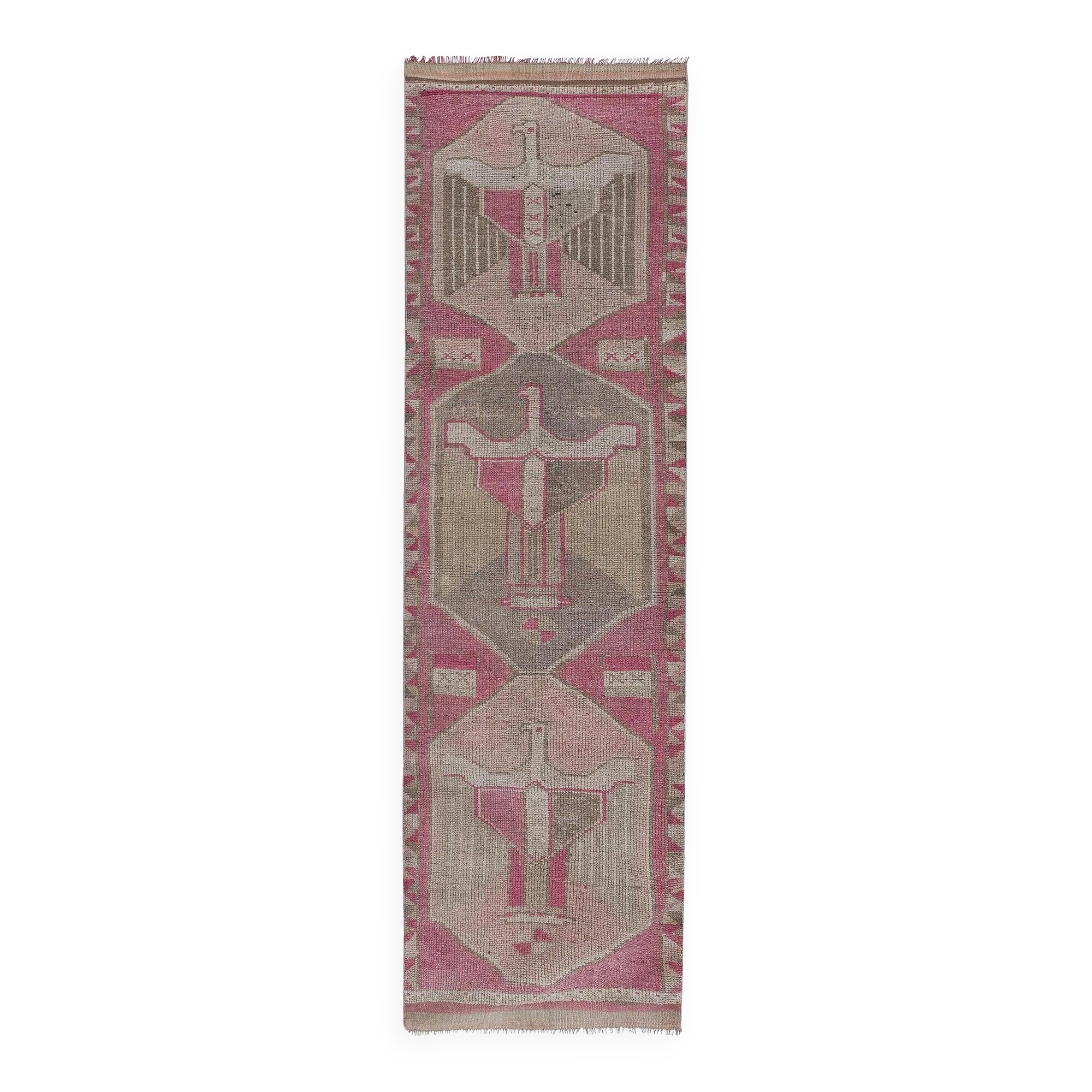 Vintage Turkish hallway rug 103x351 cm