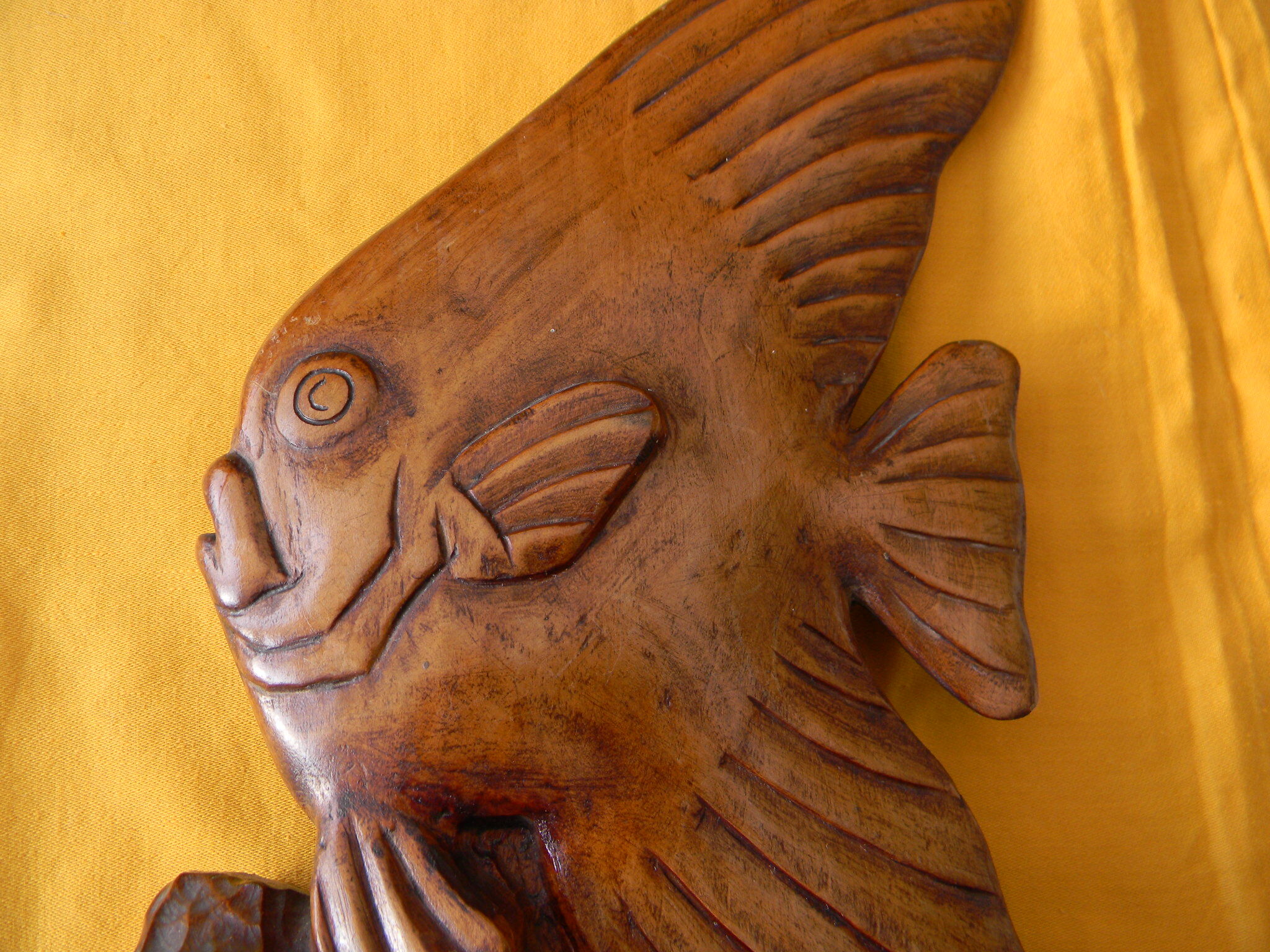 Wooden sculpture representing a langeac fish