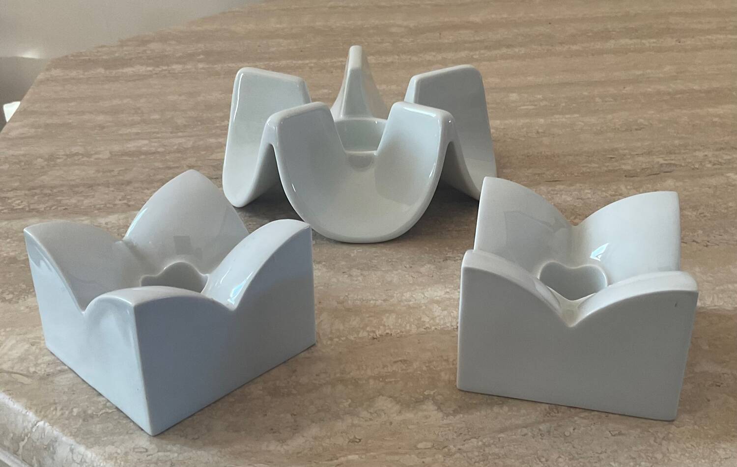 Trio of Arzberg Germany porcelain candle holders