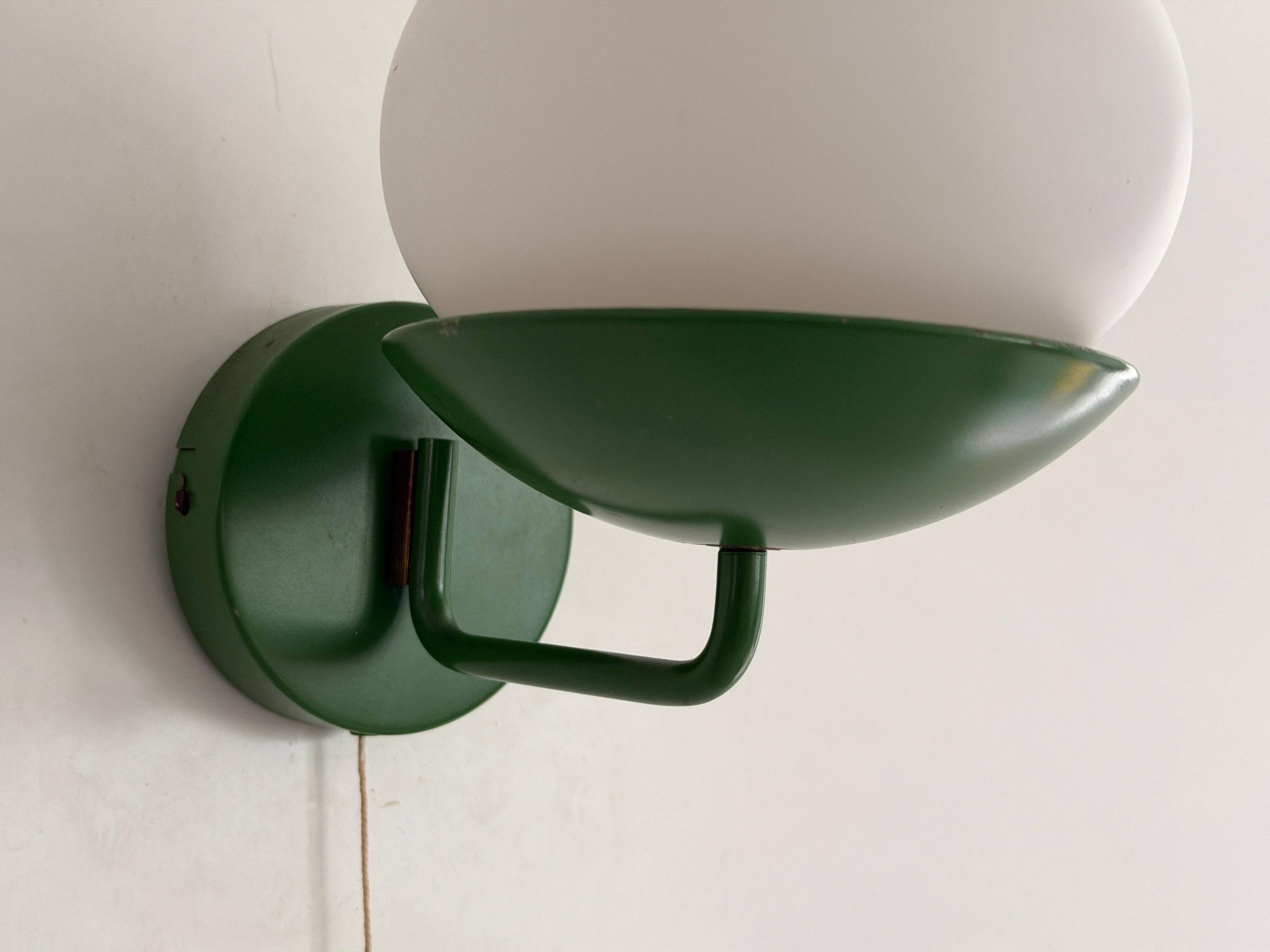 Mid-century green metal and opal glass wall sconce by N Leuchten, 1960s, Germany