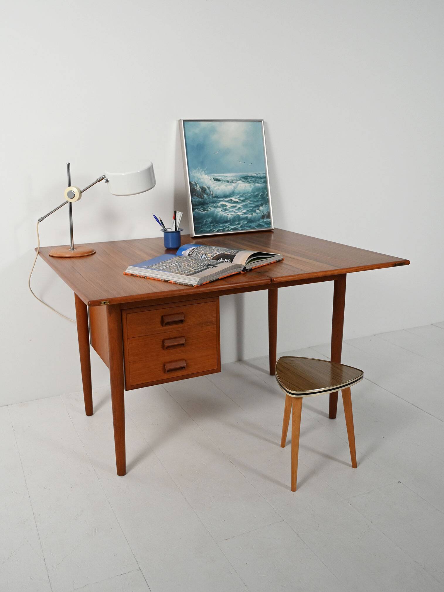 Scandinavian vintage teak flip-top desk