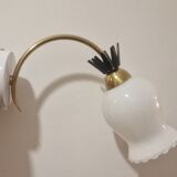 Duo of opaline brass wall lamps black or white finish of your choice
