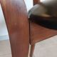 5 chairs in wood and black faux leather, Scandinavian style
