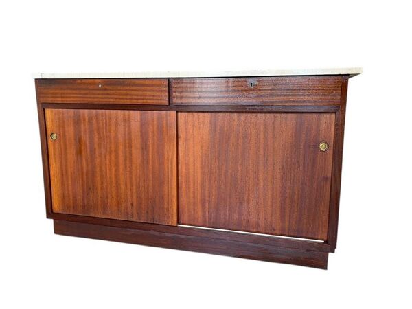 Comptoir / vitrine de magasin vintage en bois