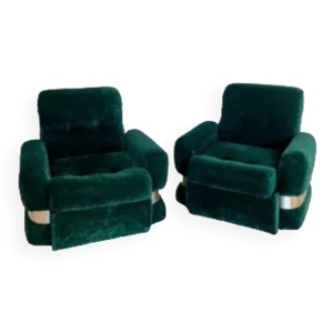 Paire de fauteuils vert - velours