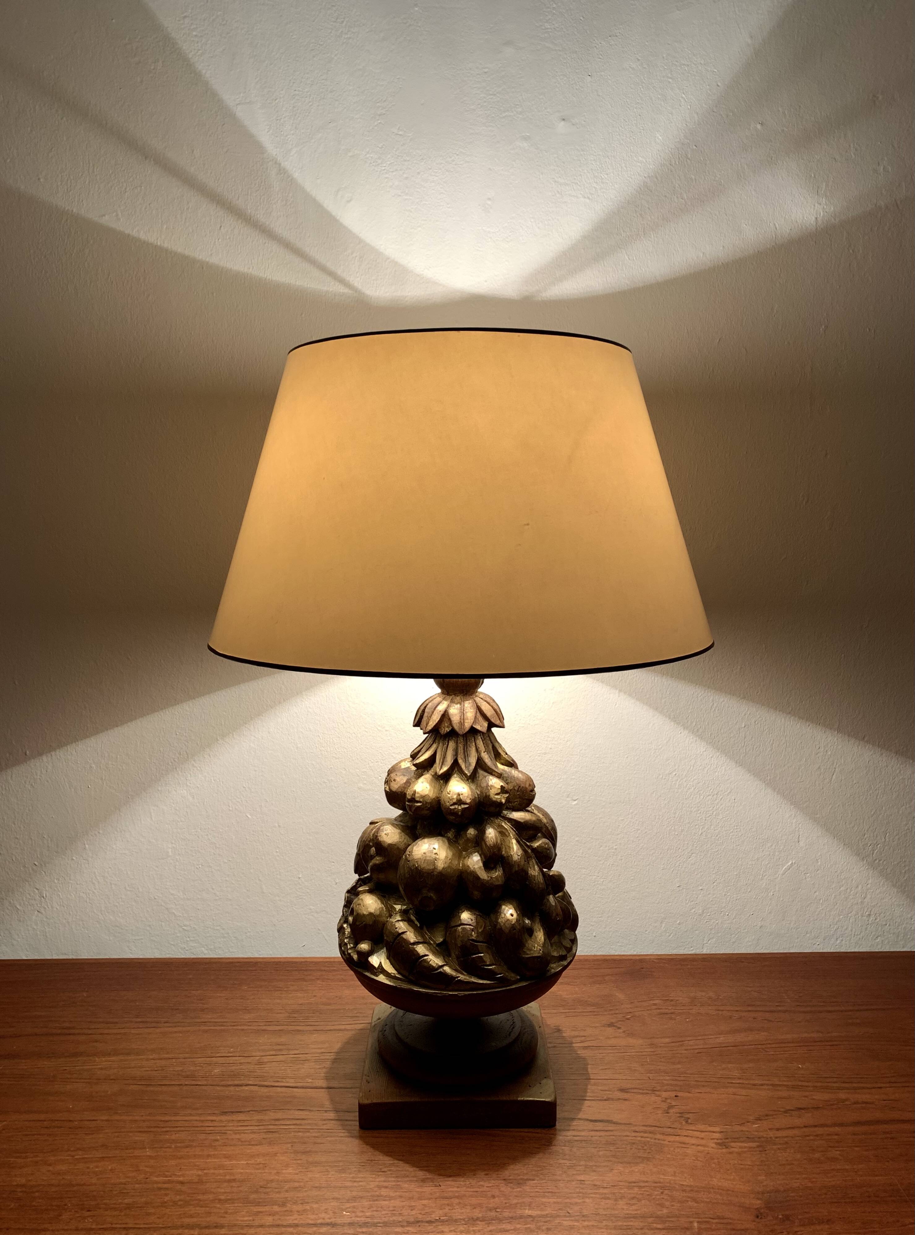 Wooden Hollywood Regency Table Lamp