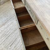 XXL walnut trade counter with multiple drawers