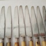 Box 12 old table knife blade steel blade Virole Louis XVI horn handle
