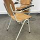 Set of 3 school armchairs light wood white steel 1980s Netherlands