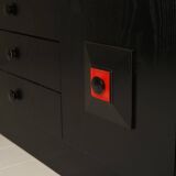 Brutalist Belgian buffet in black and red from the 1960s.