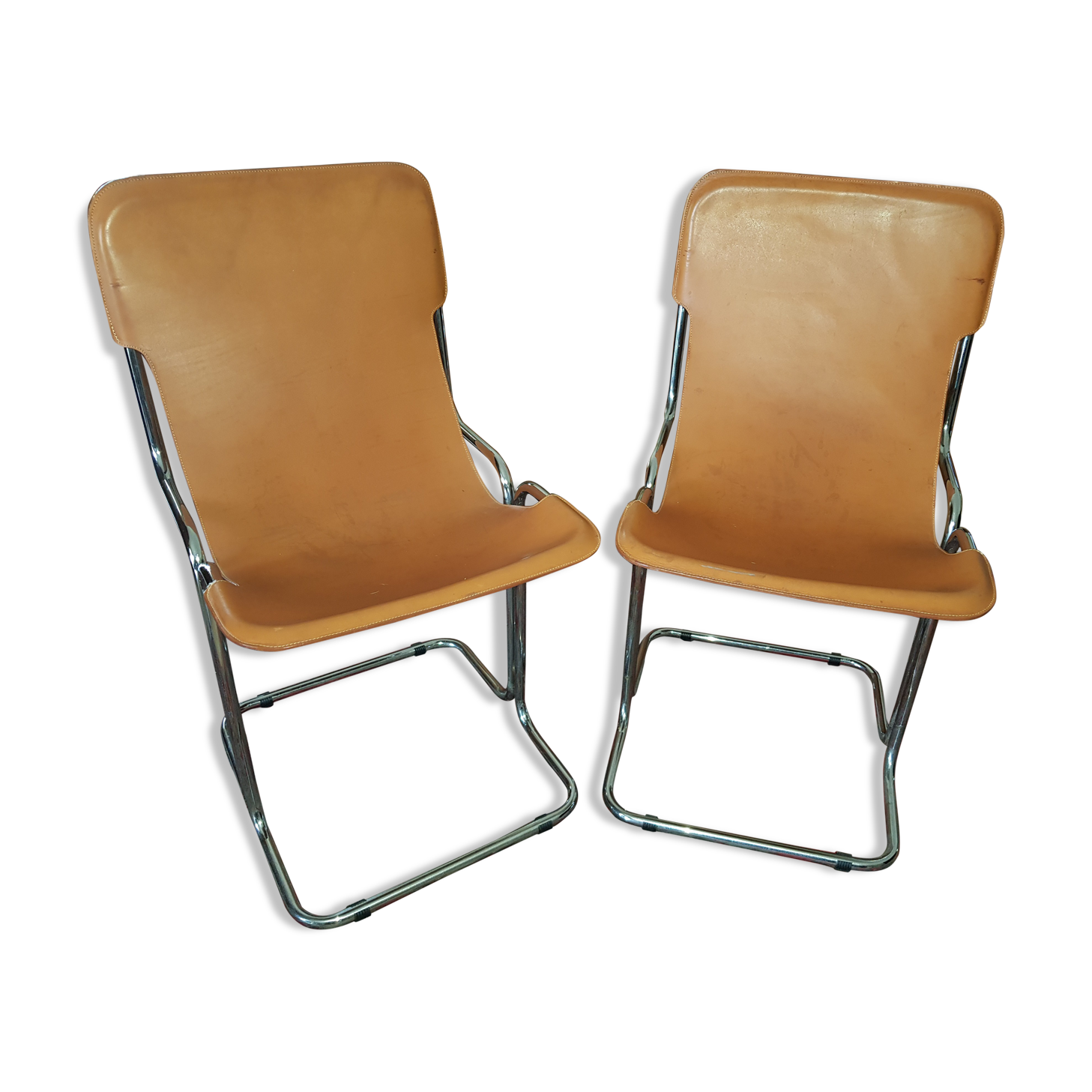 Leather and chrome chairs 1970