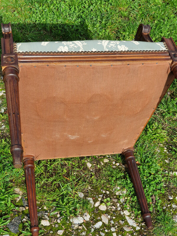 Directoire armchair in light blue satin fabric