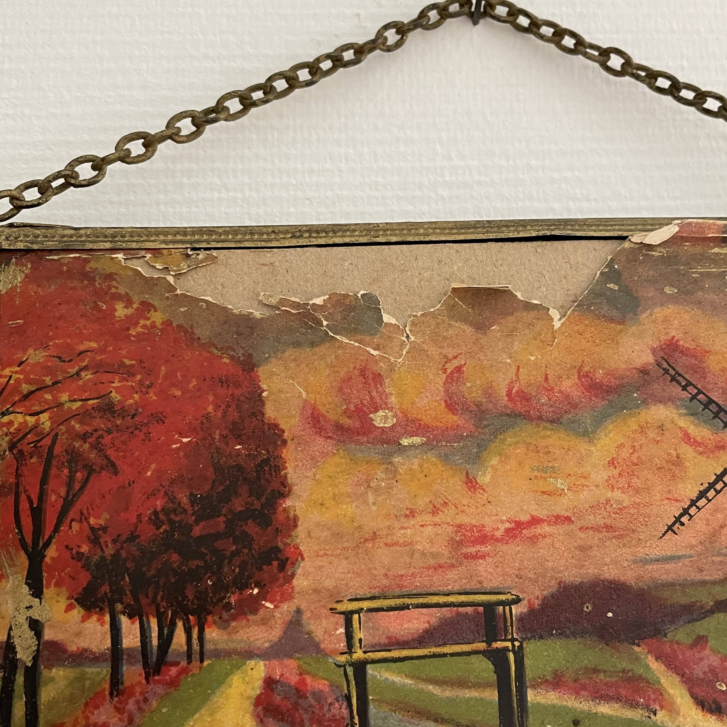 Vintage barber tryptic mirror 41x16cm