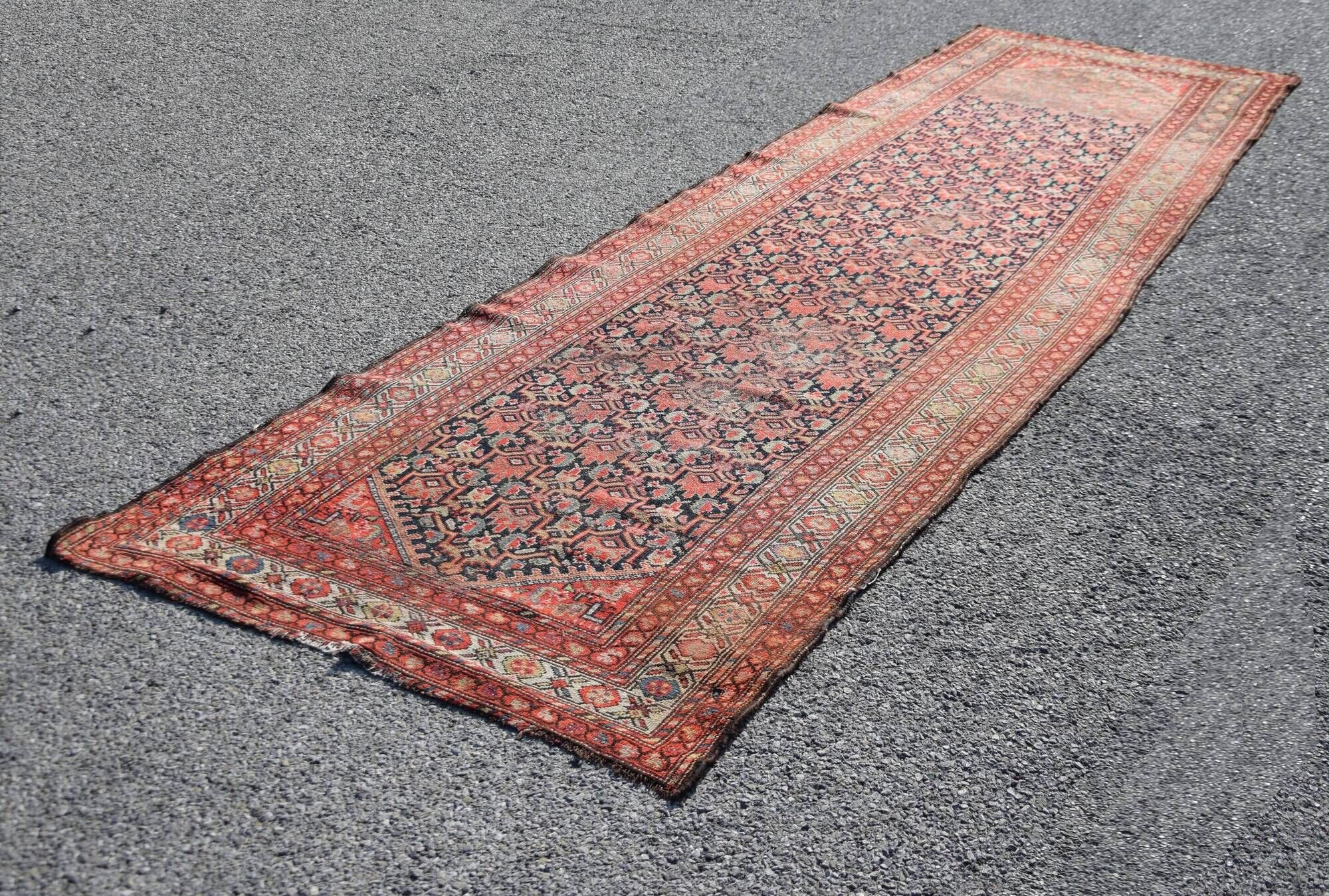 Oriental carpet malayer ancient persian iran. handmade 113 x 400 cm