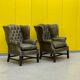 Vintage leather chesterfield wingback armchair-(price is for one Chair)